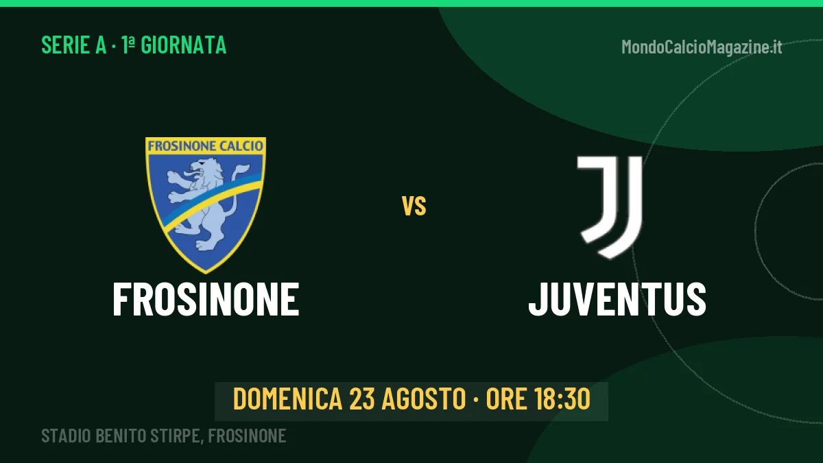 Dove vedere Frosinone-Juventus in TV e streaming: orario, canale e formazioni