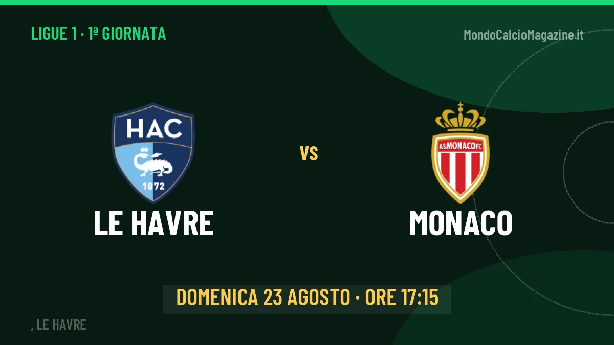 Le Havre-Monaco Ligue 1 1ª giornata: orario, TV, streaming e probabili formazioni