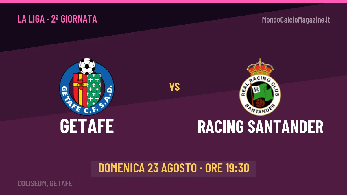Getafe-Racing Santander (dom 23/08 ore 19:30): probabili formazioni, statistiche e quote