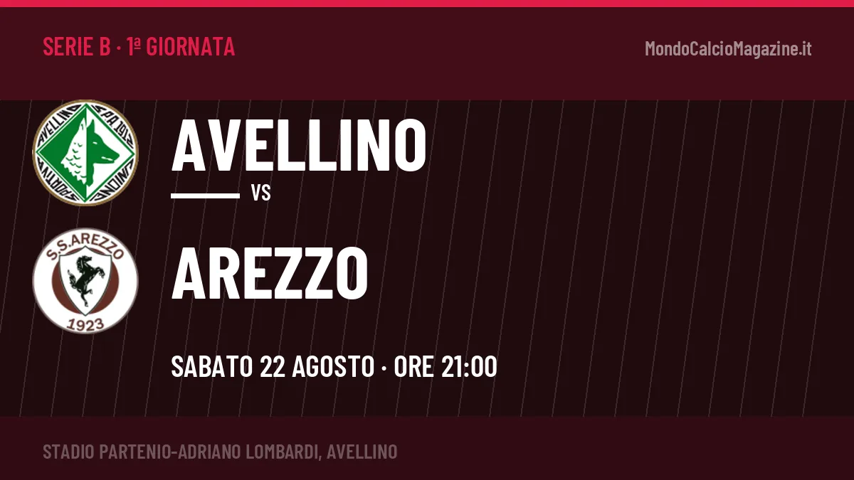 Avellino-Arezzo (sab 22/08 ore 21:00): probabili formazioni, statistiche e quote