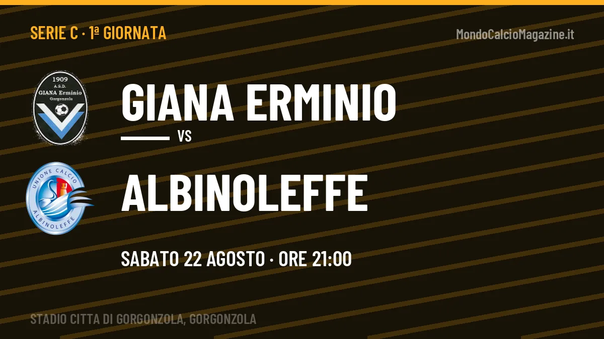 Giana Erminio-Albinoleffe (sab 22/08 ore 21:00): probabili formazioni, statistiche e quote