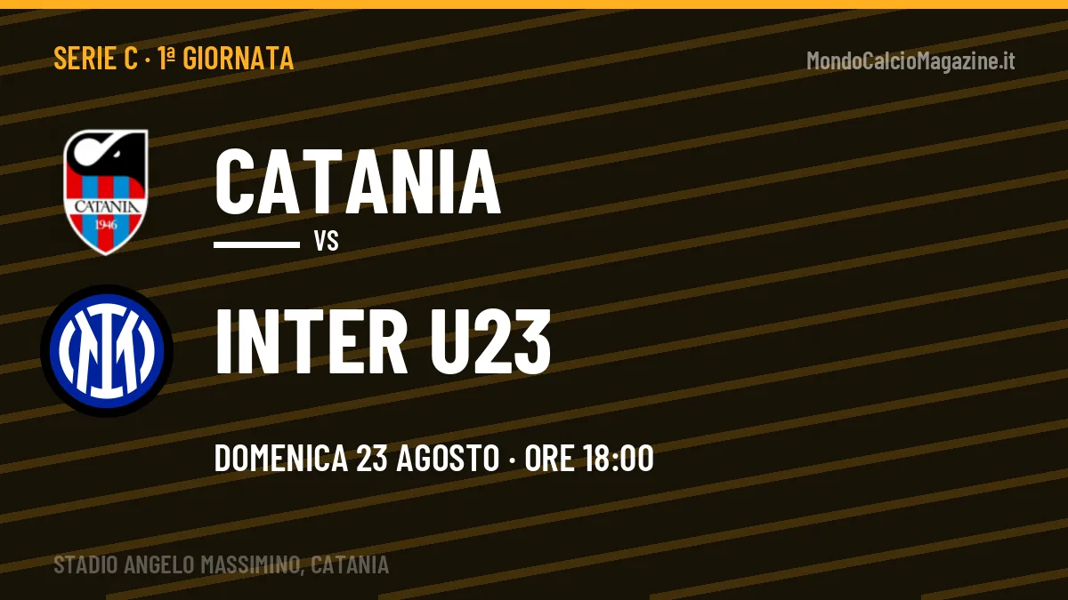 Catania-Inter U23 (dom 23/08 ore 18:00): probabili formazioni, statistiche e quote