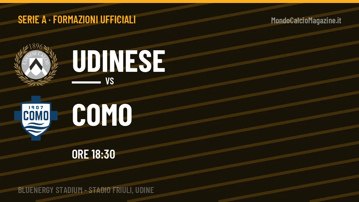 Formazioni ufficiali di Udinese-Como: chi gioca dal primo minuto