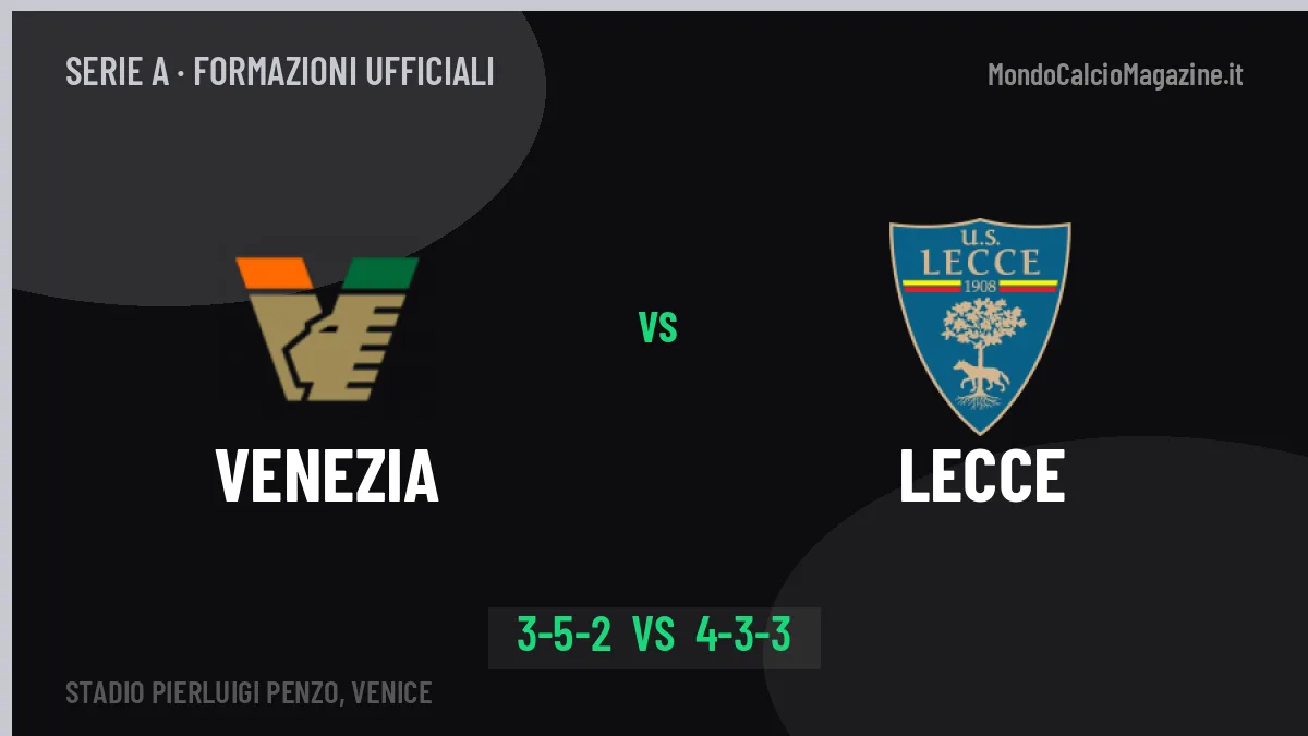 Venezia-Lecce: Stroppa lancia Adams, le formazioni ufficiali