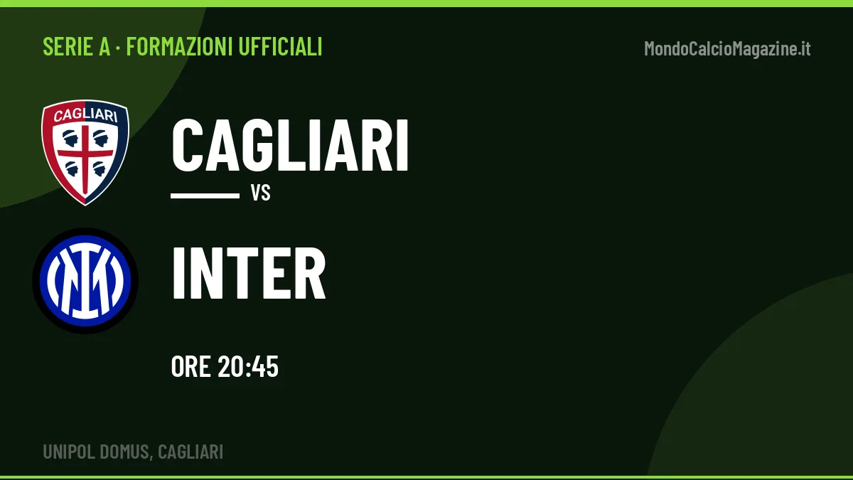 Formazioni ufficiali di Cagliari-Inter: chi gioca dal primo minuto
