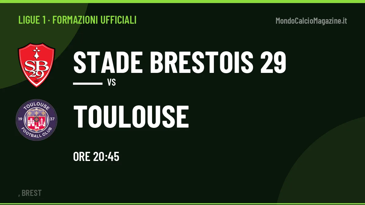 Formazioni ufficiali di Stade Brestois 29-Toulouse: chi gioca dal primo minuto