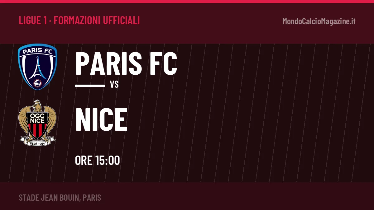 Formazioni ufficiali di Paris FC-Nice: chi gioca dal primo minuto