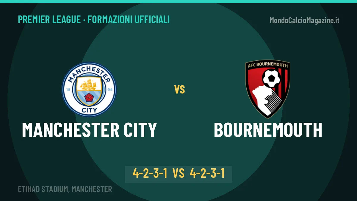 Manchester City-Bournemouth: le formazioni ufficiali, Maresca sceglie il 4-2-3-1
