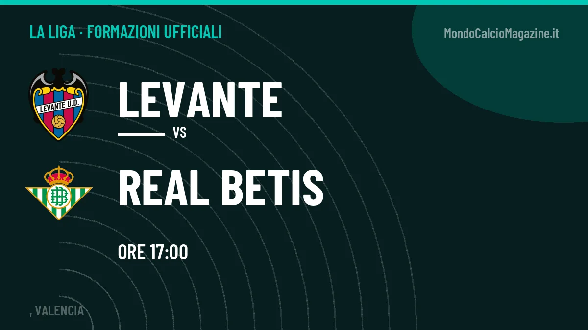 Formazioni ufficiali Levante-Real Betis: gli undici scelti dai due allenatori
