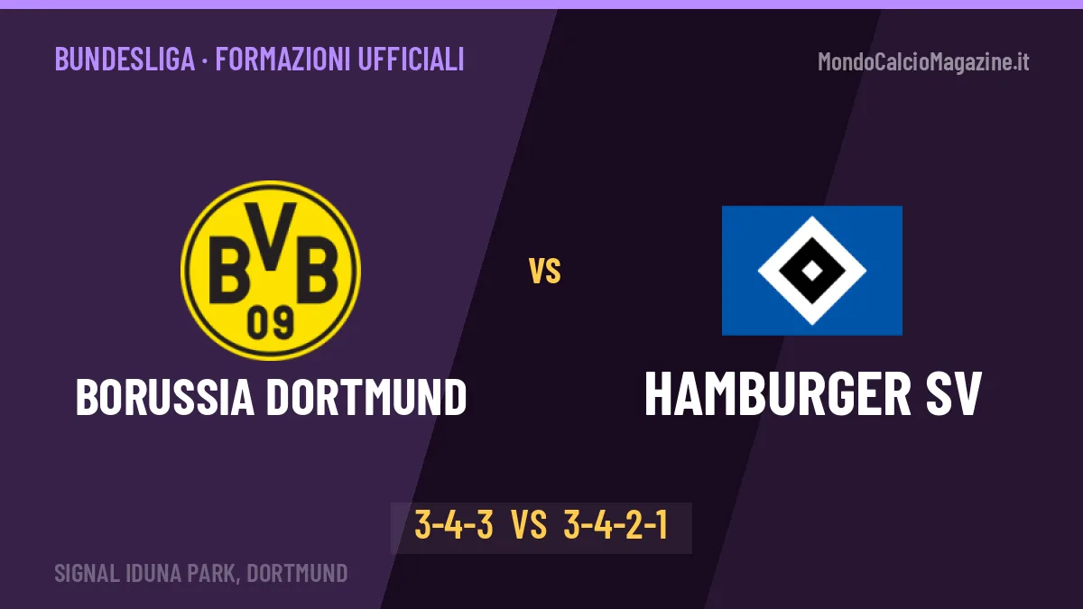 Borussia Dortmund-Hamburger SV formazioni ufficiali: chi gioca dal primo minuto