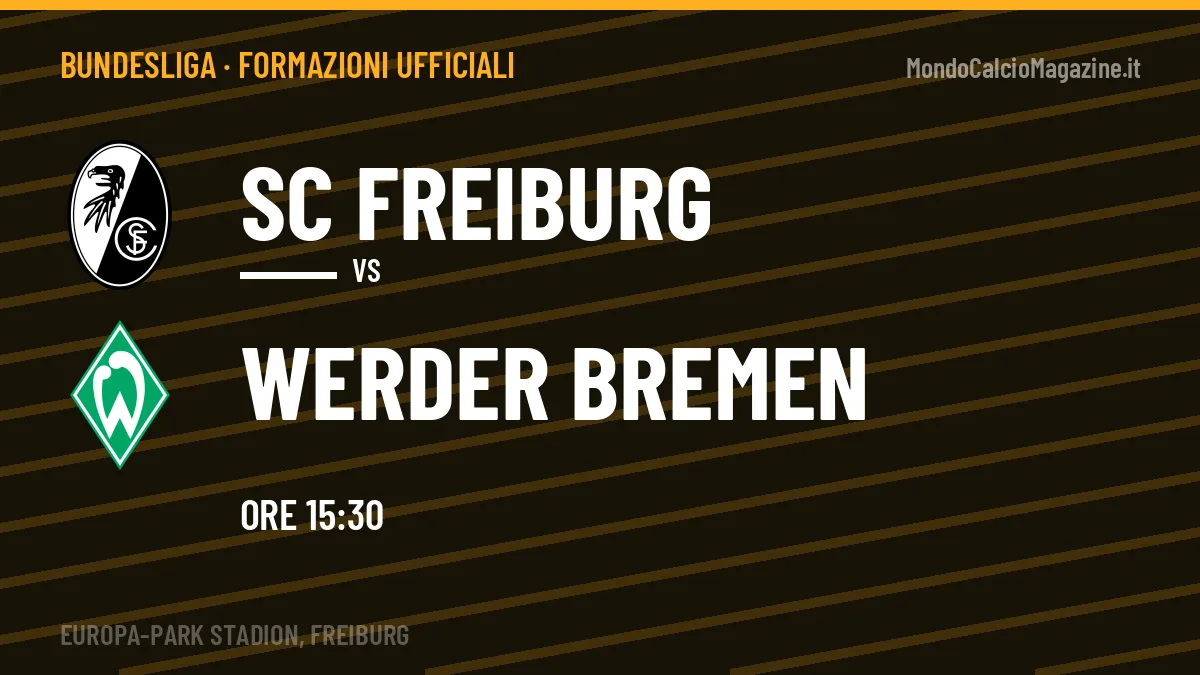 Formazioni ufficiali SC Freiburg-Werder Bremen: gli undici scelti dai due allenatori