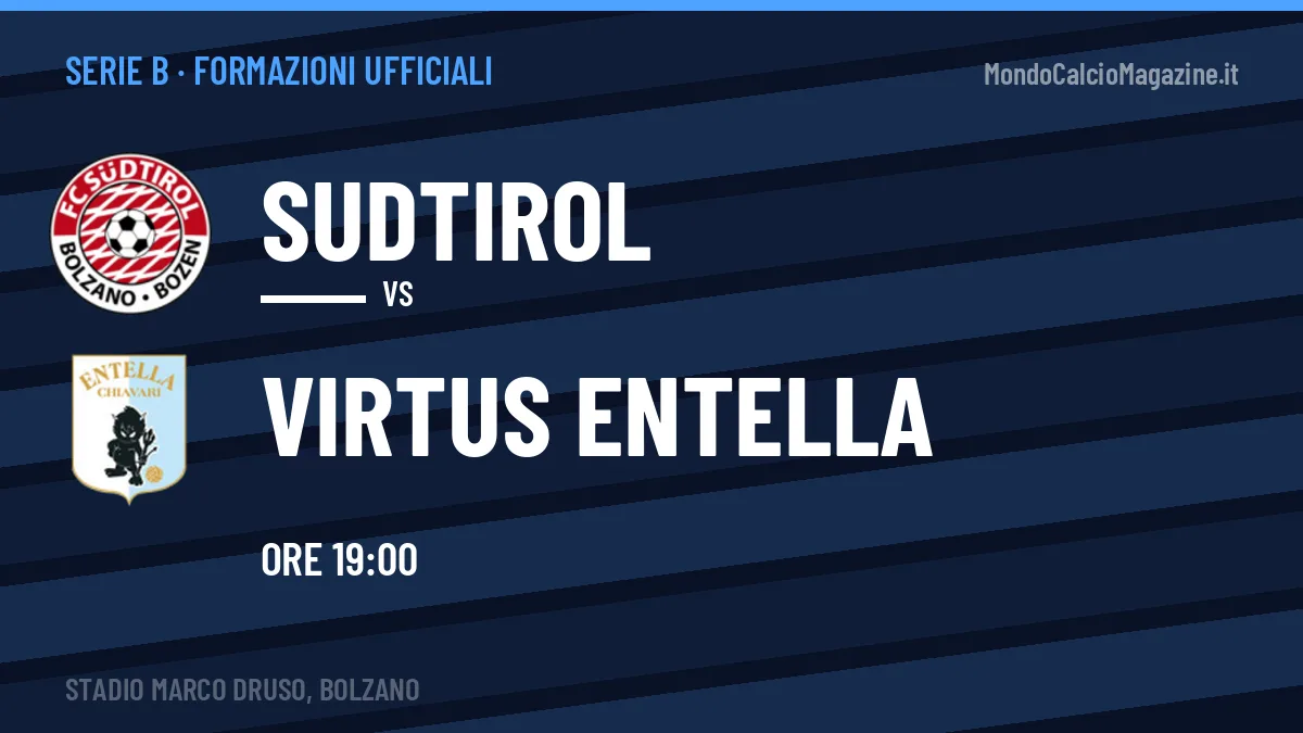 Formazioni ufficiali Sudtirol-Virtus Entella: gli undici scelti dai due allenatori