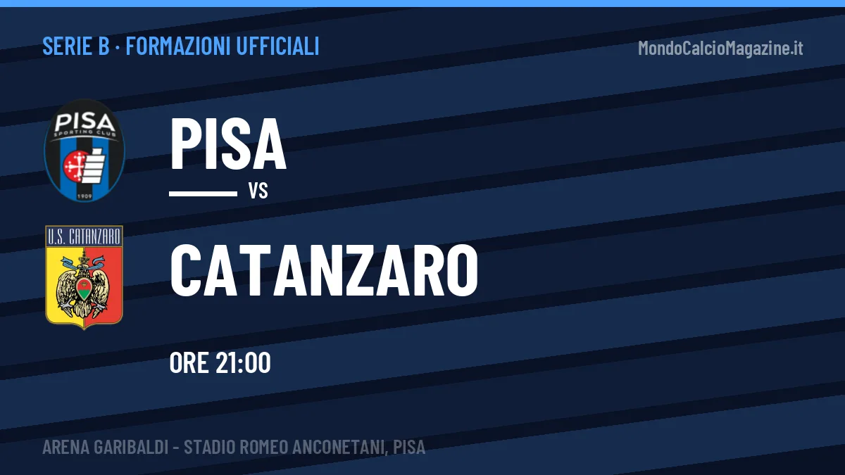 Formazioni ufficiali di Pisa-Catanzaro: chi gioca dal primo minuto