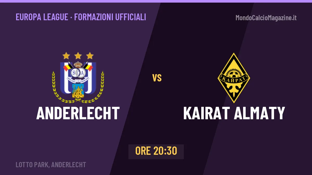 Anderlecht-Kairat Almaty: probabili formazioni, formazioni ufficiali e diretta