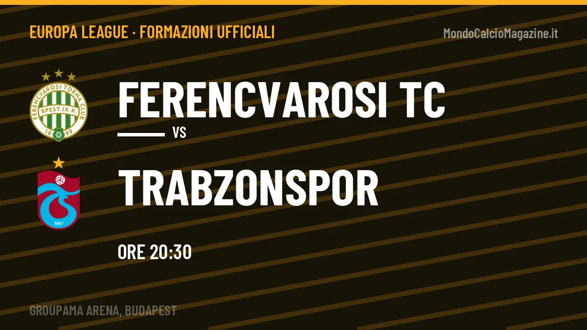 Formazioni ufficiali Ferencvarosi TC-Trabzonspor: gli undici scelti dai due allenatori