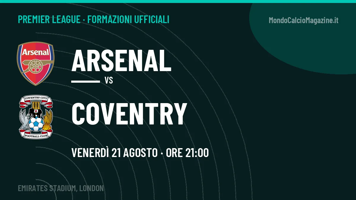 Formazioni ufficiali Arsenal-Coventry: Simms titolare nel Coventry