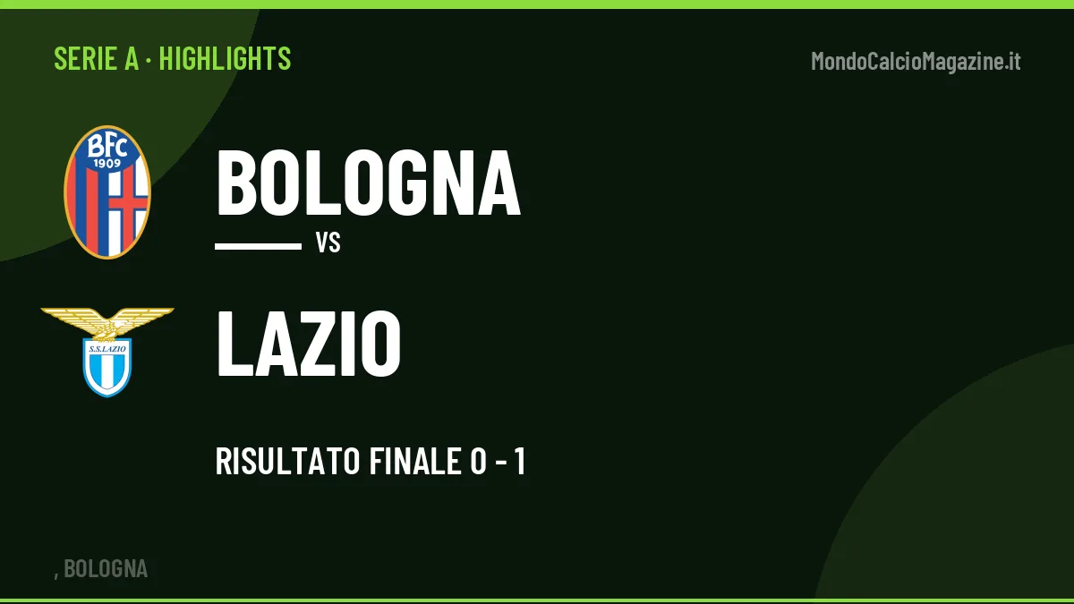 Highlights Bologna-Lazio: gol e sintesi della partita (0-1)