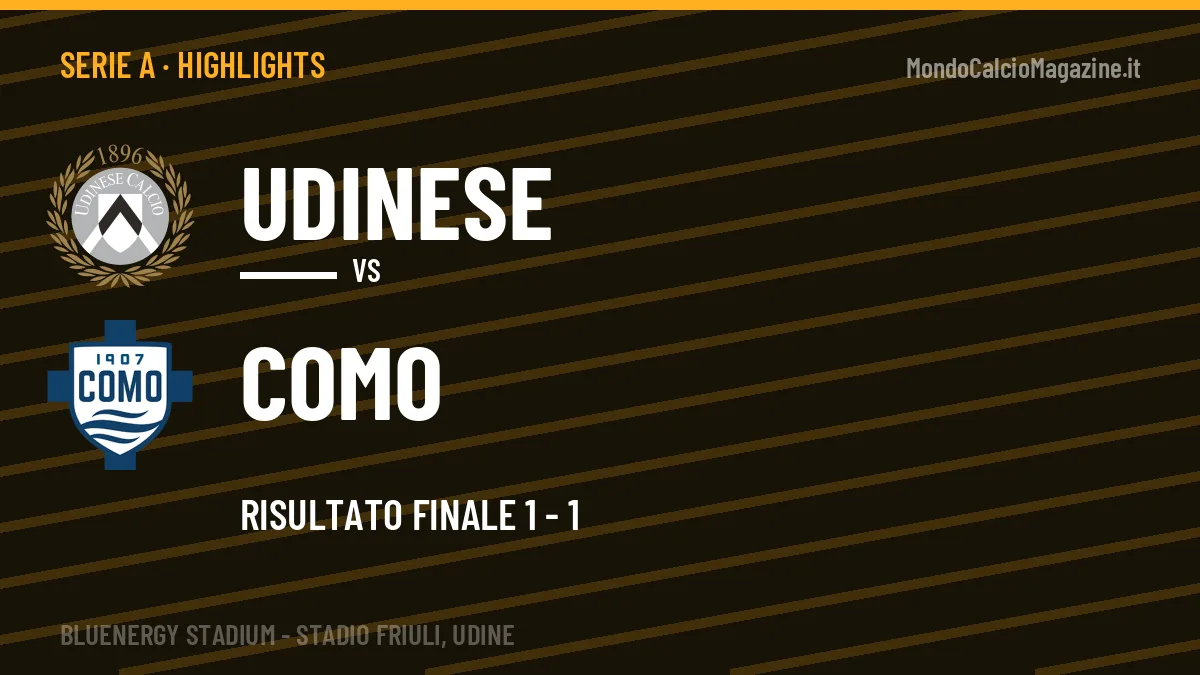 Highlights e gol Udinese-Como: la sintesi della 1ª giornata