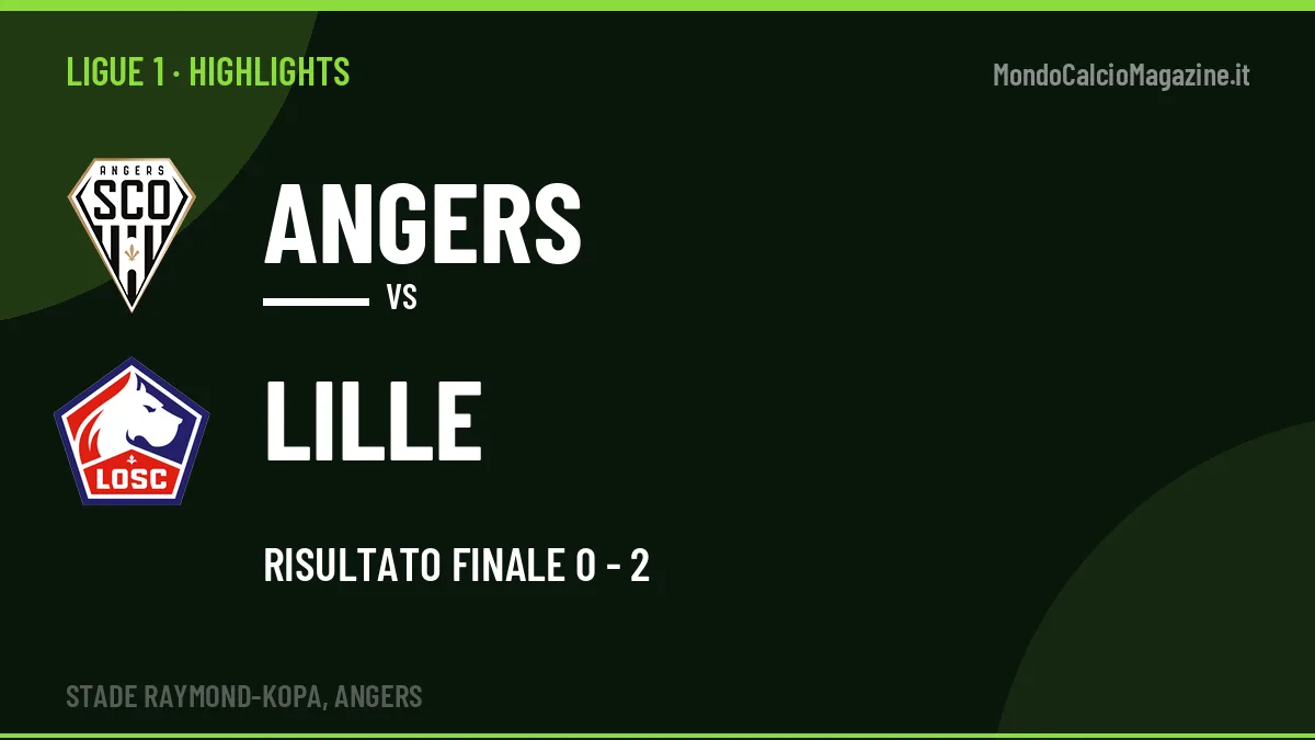 Highlights Angers-Lille: gol e sintesi della partita (0-2)