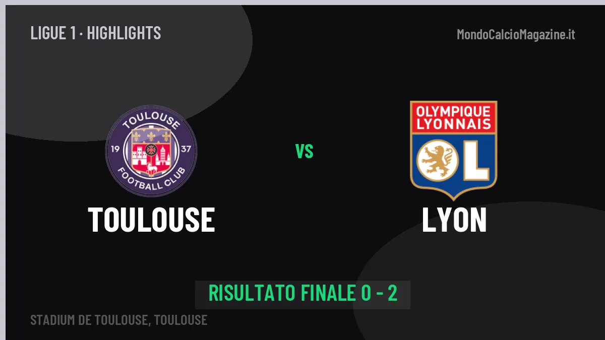 Toulouse-Lyon 0-2: video gol, azioni salienti e statistiche