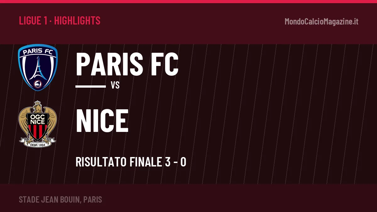 Video Paris FC-Nice: highlights e gol della partita di Ligue 1