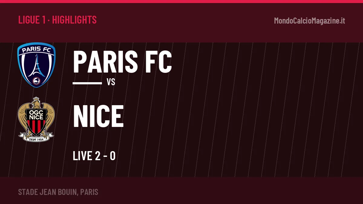 Video Paris FC-Nice: highlights e gol della partita di Ligue 1