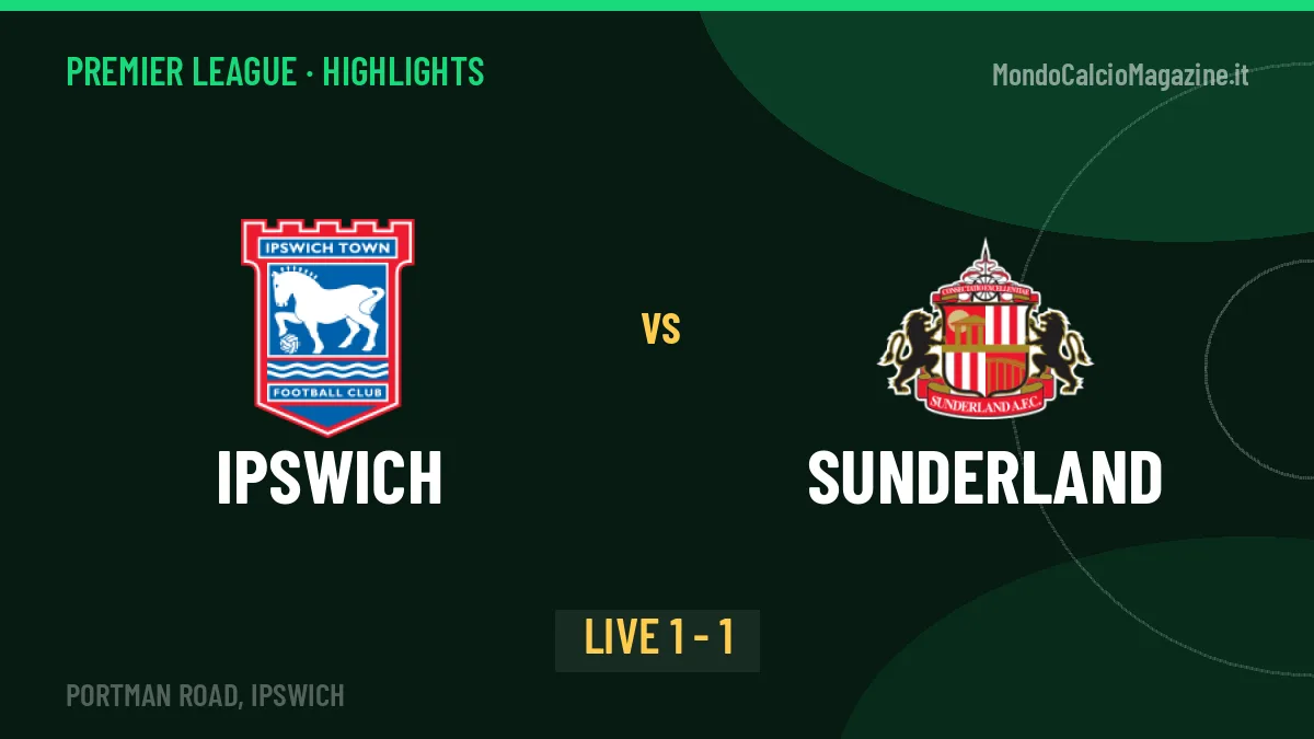 Ipswich-Sunderland, sintesi e gol: gli highlights di Premier League