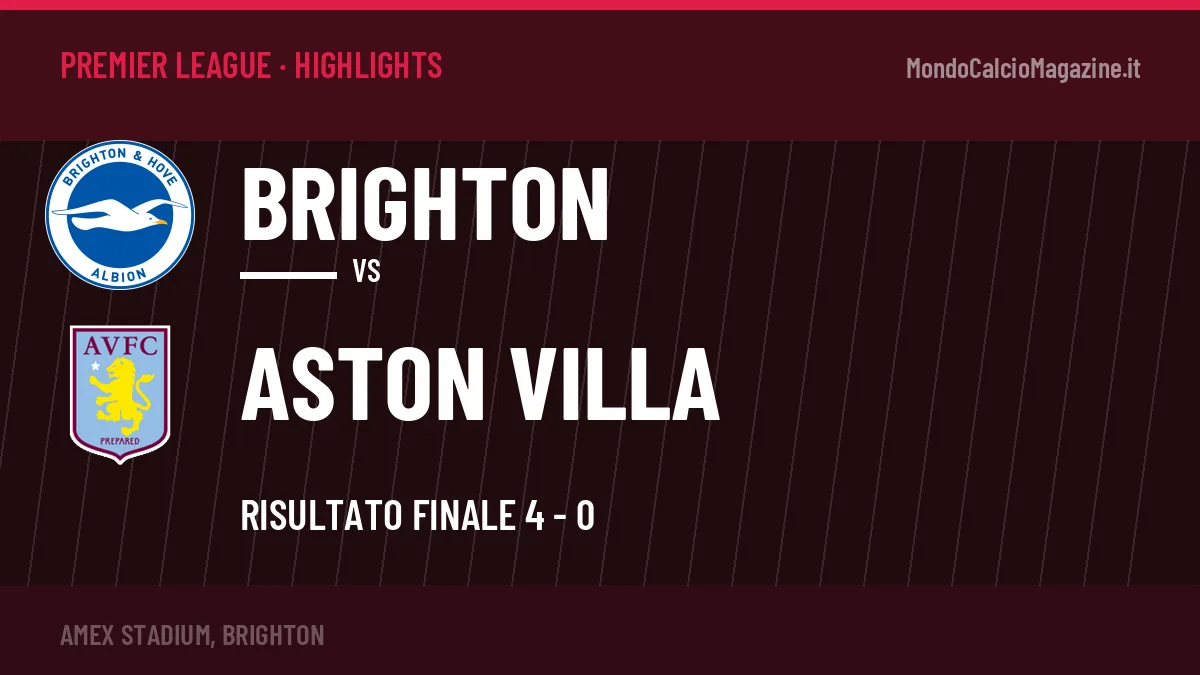 Highlights Brighton-Aston Villa: gol e sintesi della partita (4-0)