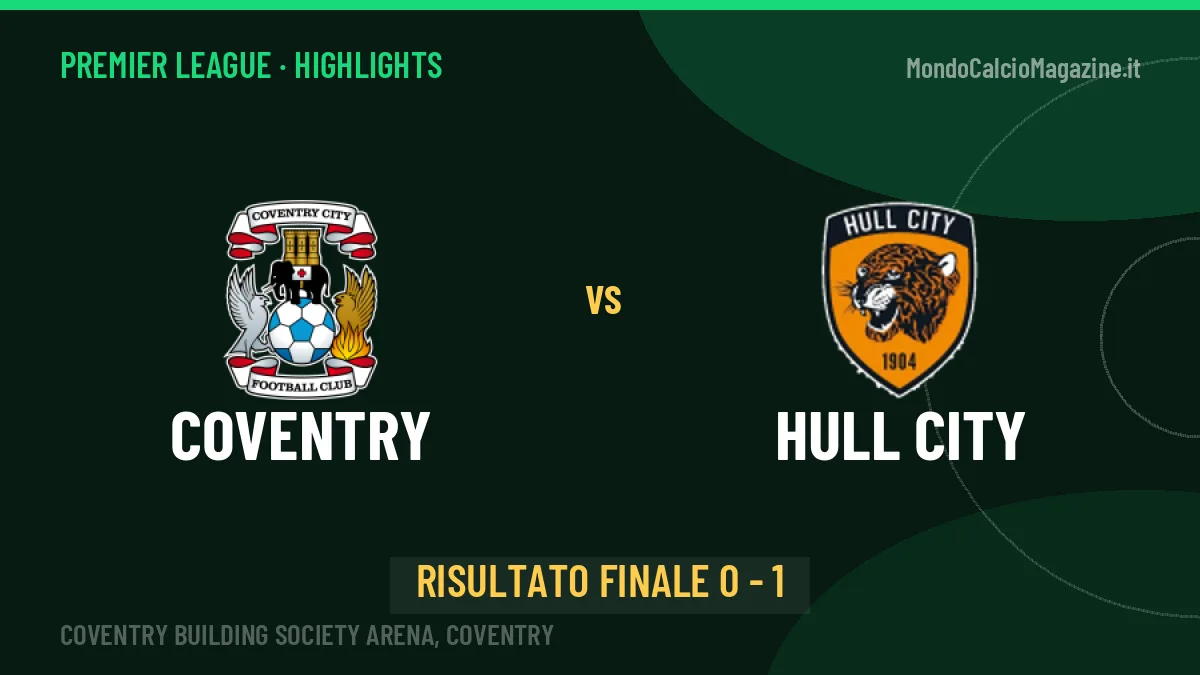 Coventry-Hull City 0-1: video gol, azioni salienti e statistiche