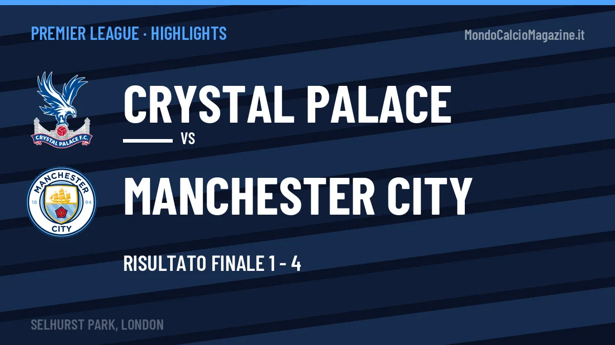 Rivedi Crystal Palace-Manchester City: highlights, gol e momenti chiave della partita