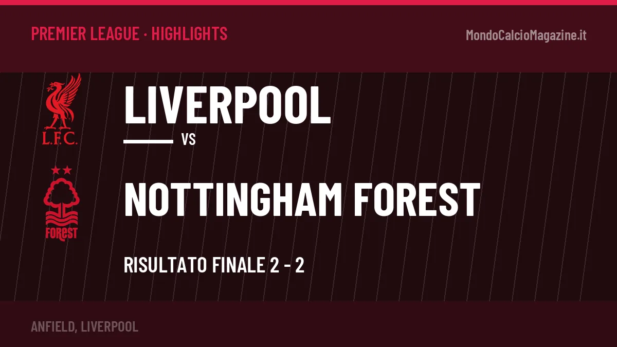 Highlights Premier League: Liverpool-Nottingham Forest 2-2 in video