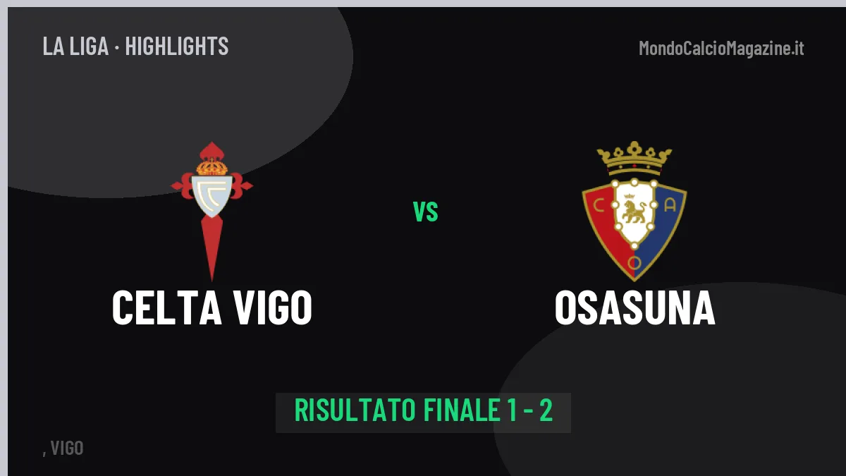 Celta Vigo-Osasuna: il video degli highlights e il tabellino (1-2)