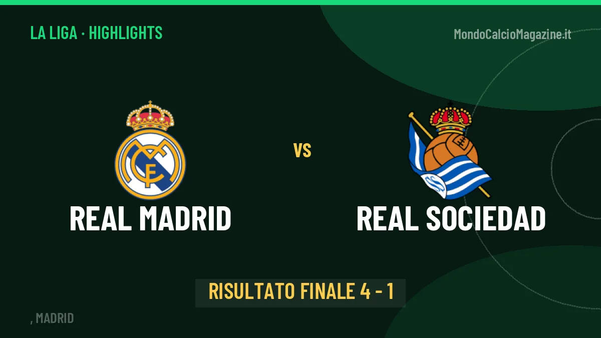 Real Madrid-Real Sociedad 4-1: video gol, azioni salienti e statistiche