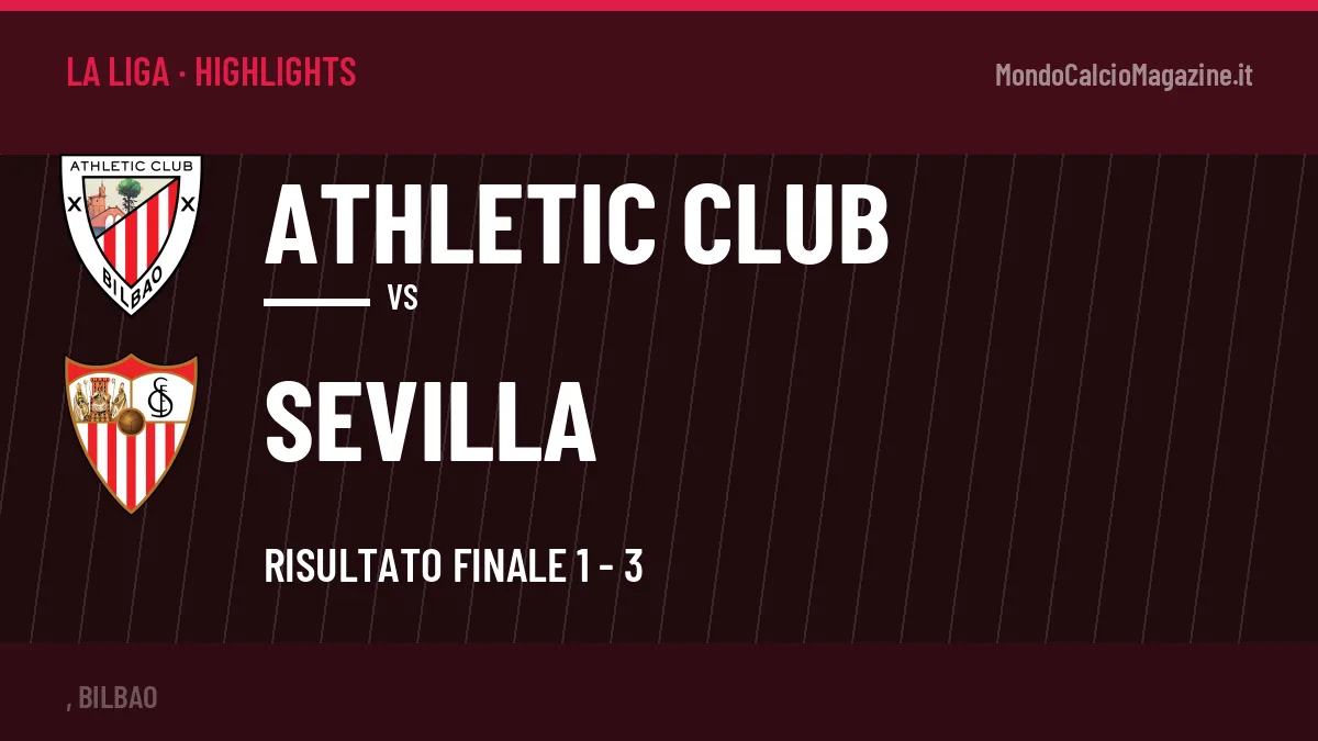 Highlights La Liga: Athletic Club-Sevilla 1-3 in video