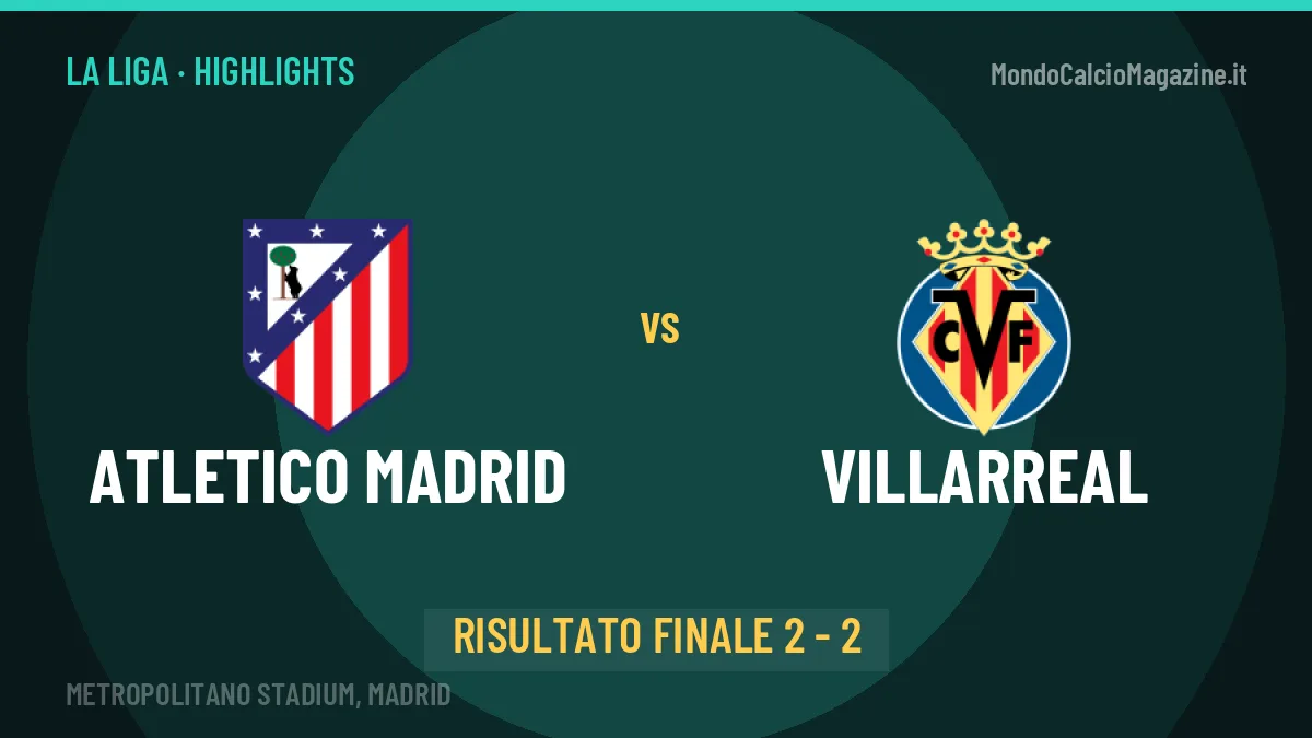 Atletico Madrid-Villarreal 2-2: highlights, video, azioni e gol del match