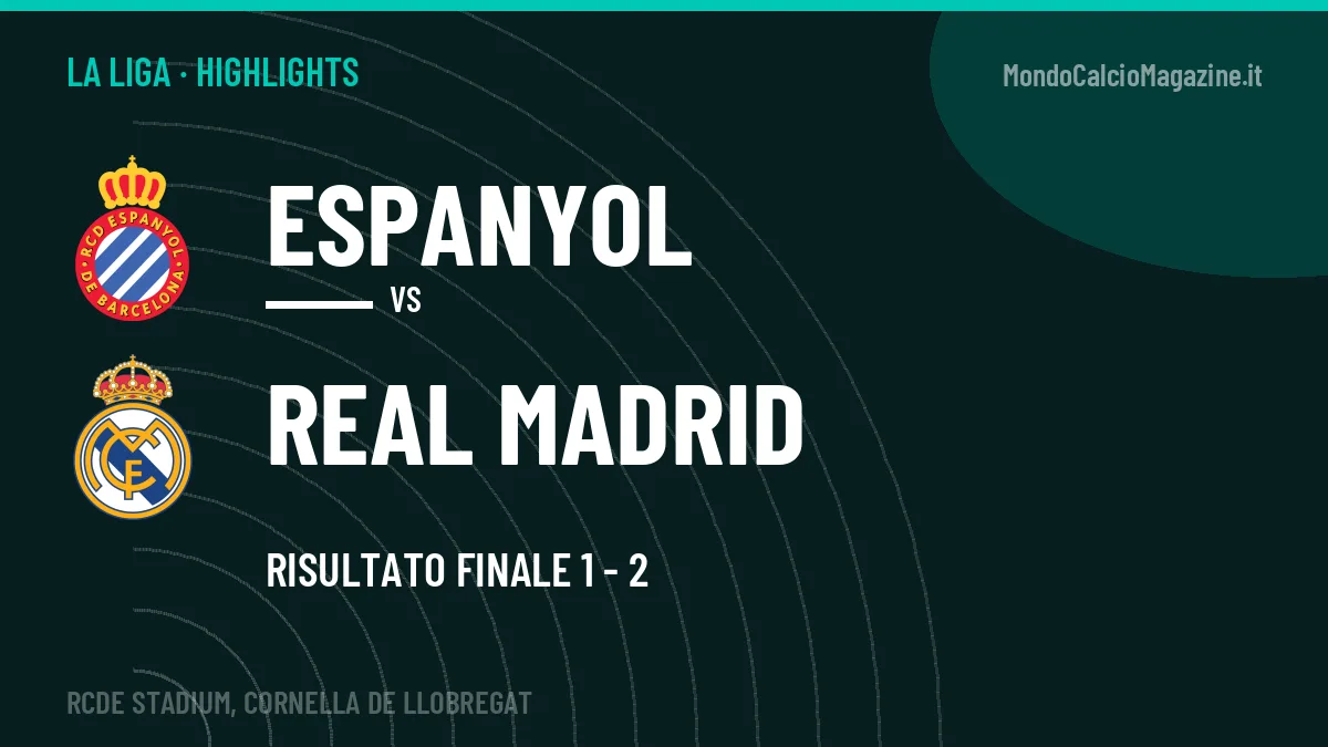 Video Espanyol-Real Madrid: highlights e gol della partita di La Liga