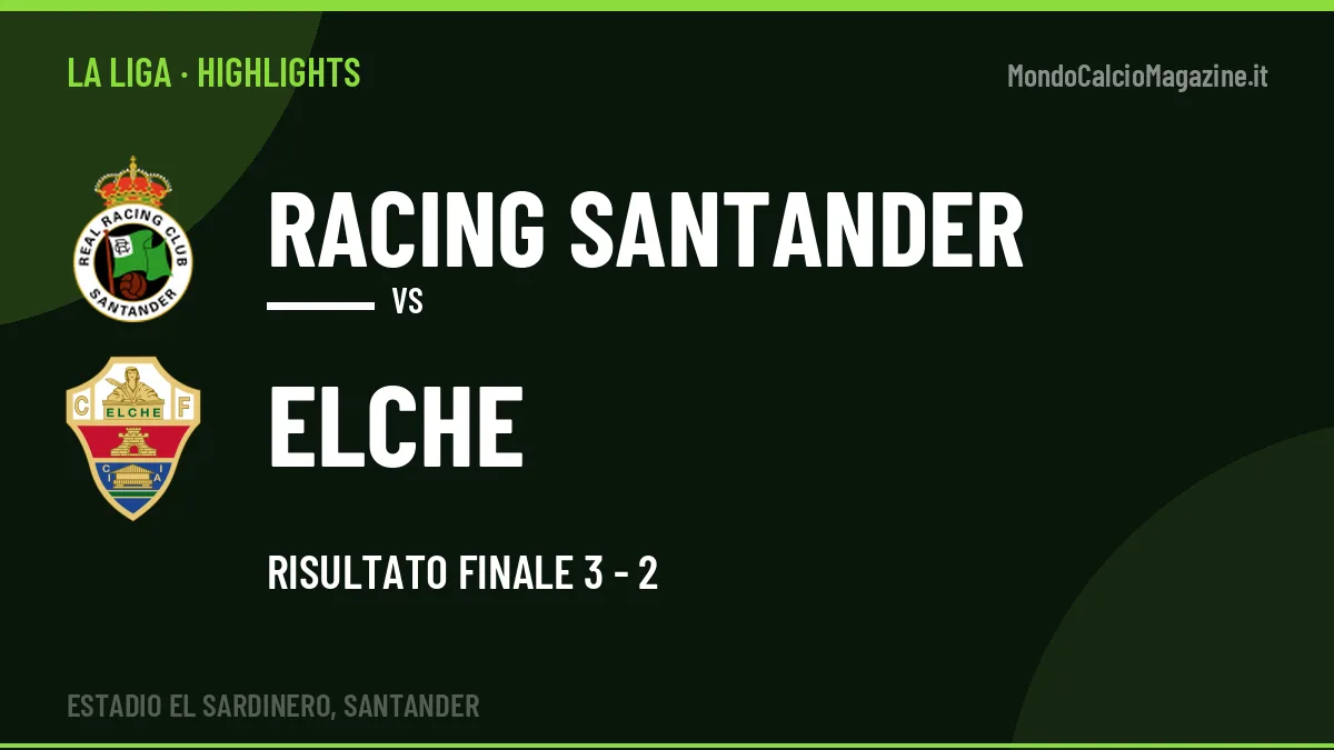 Video Racing Santander-Elche: highlights e gol della partita di La Liga