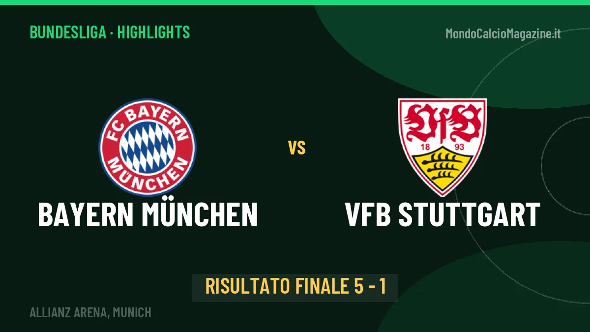 Bayern München-VfB Stuttgart 5-1: video gol, azioni salienti e statistiche