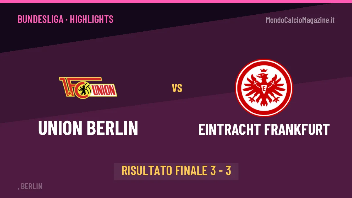Union Berlin-Eintracht Frankfurt: il video degli highlights e il tabellino (3-3)