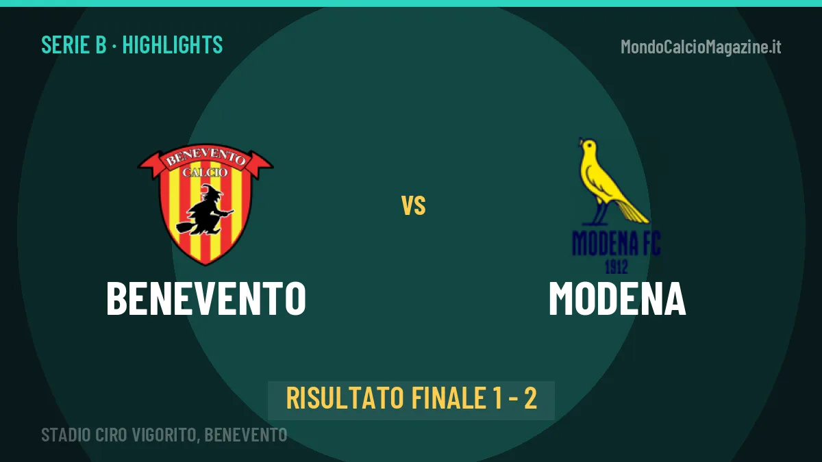Benevento-Modena, sintesi e gol: gli highlights di Serie B