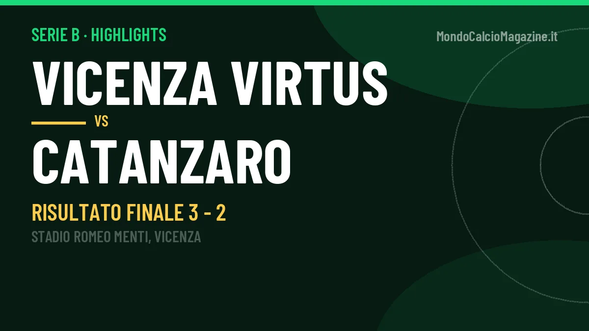 Vicenza Virtus-Catanzaro 3-2, gli highlights: tutti i gol in video