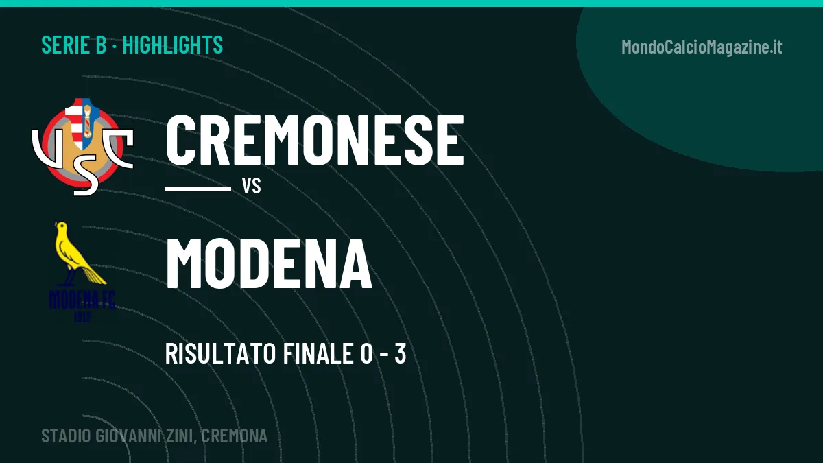 Highlights Serie B: Cremonese-Modena 0-3 in video