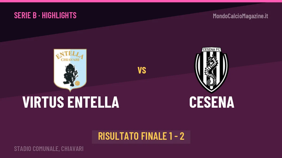 Virtus Entella-Cesena 1-2: highlights, video, azioni e gol del match