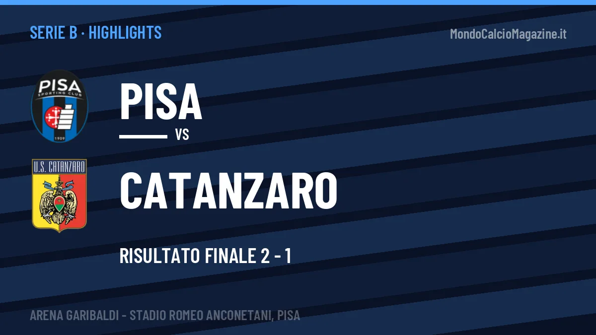 Video Pisa-Catanzaro: highlights e gol della partita di Serie B