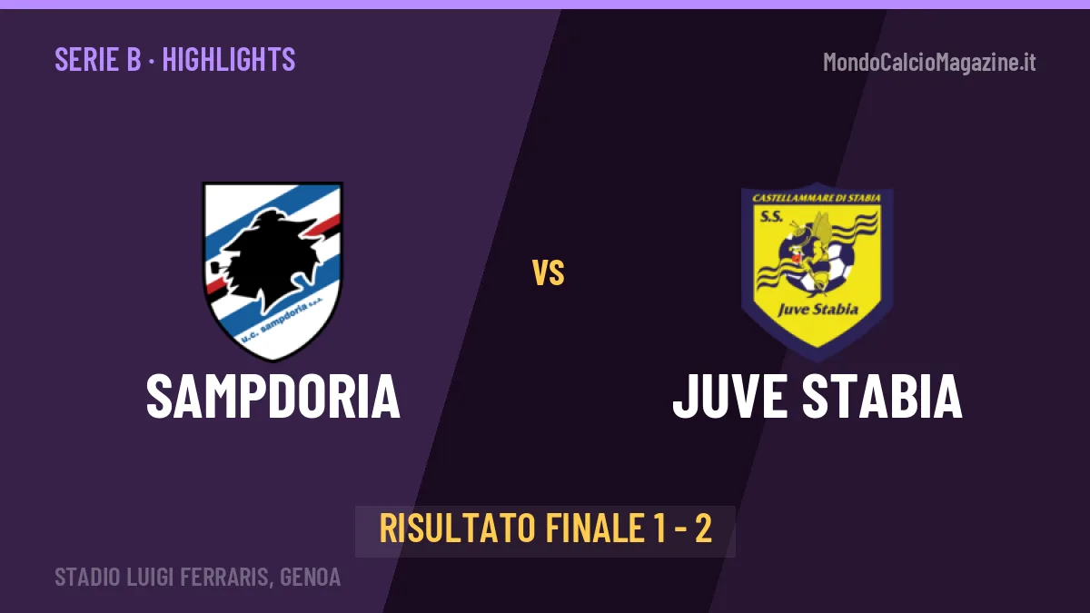 Sampdoria-Juve Stabia: il video degli highlights e il tabellino (1-2)