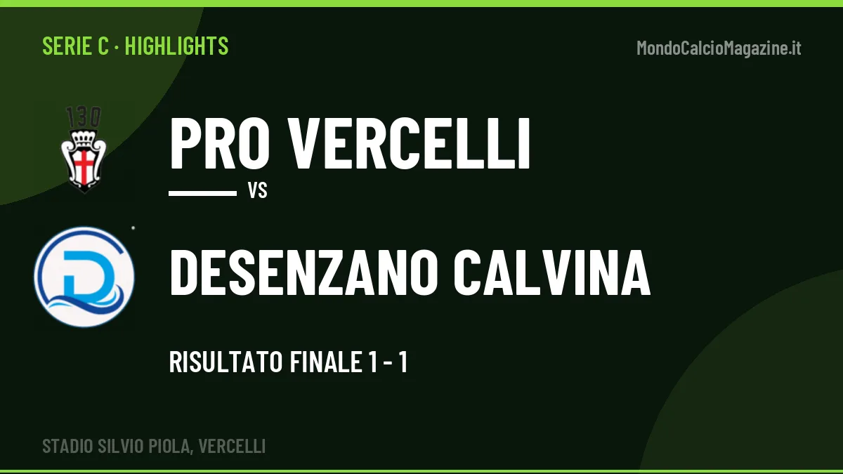 Highlights Serie C: PRO Vercelli-Desenzano Calvina 1-1 in video