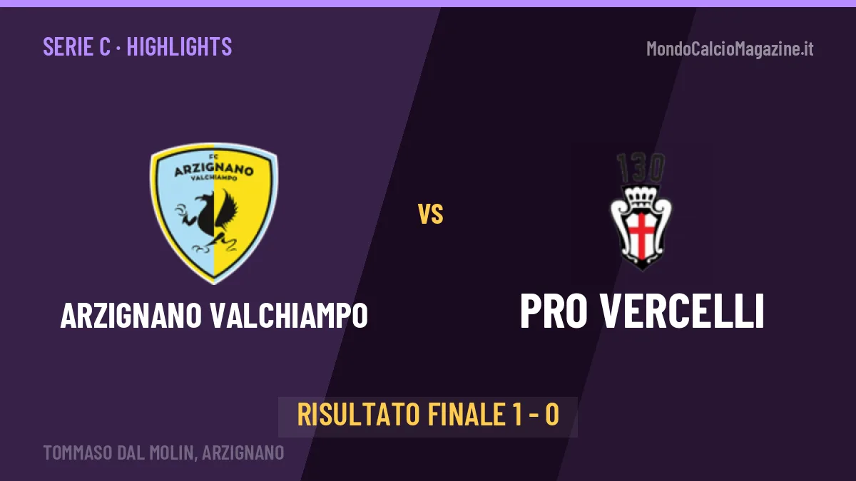 Arzignano Valchiampo-PRO Vercelli 1-0, gli highlights: tutti i gol in video