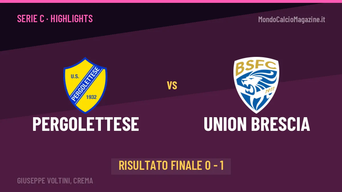 Pergolettese-Union Brescia 0-1: video gol, azioni salienti e statistiche