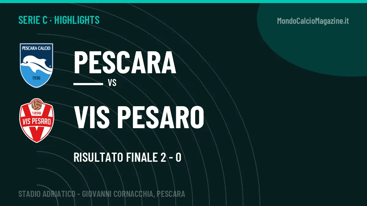 Gol e highlights di Pescara-Vis Pesaro 2-0: guarda la sintesi
