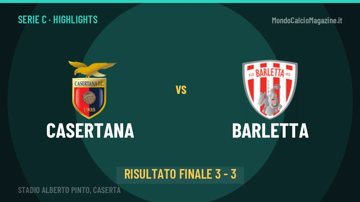 Casertana-Barletta, sintesi e gol: gli highlights di Serie C
